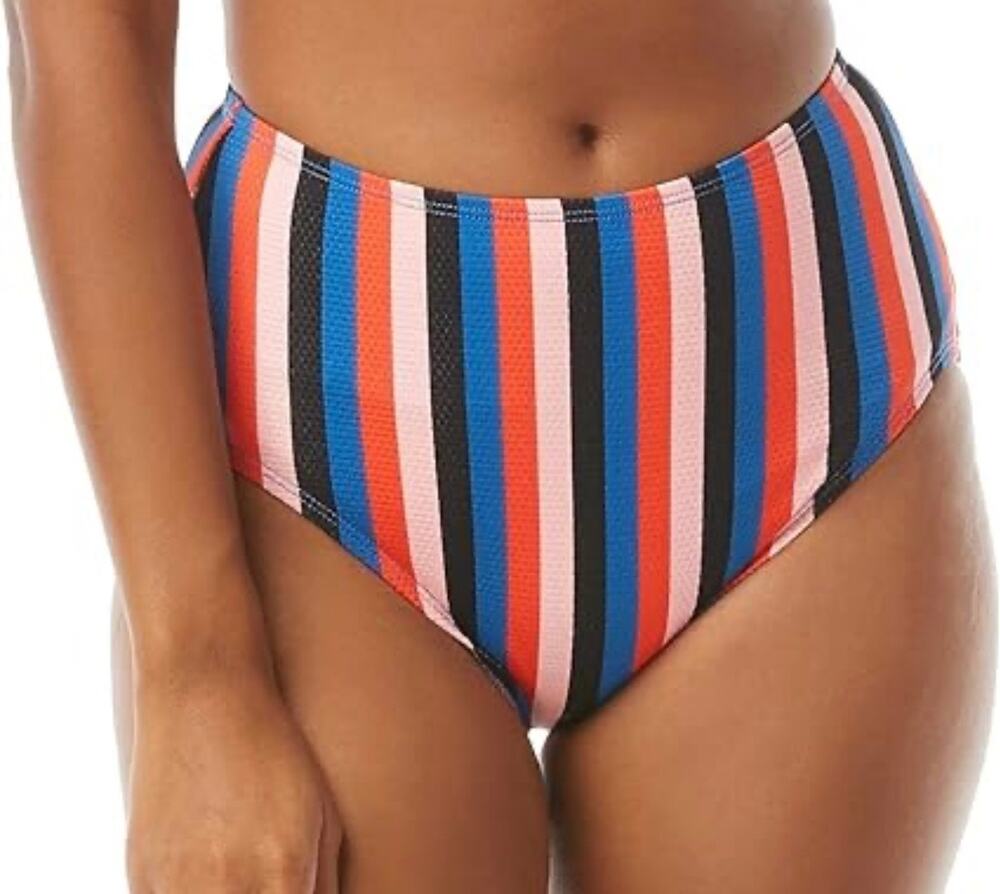 Kate Spade Sunset Beach Textured High Waist Bikini Bottom Swim L NWOT